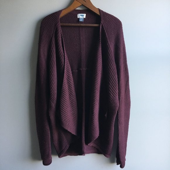 Old Navy Sweaters - Old Navy burgundy knit waterfall front drop shoulder dolman sleeve cardigan